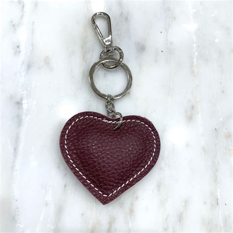 Heart Leather Keyringbag Charm Mulberry