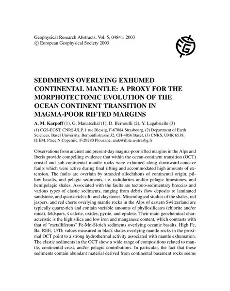 PDF Sediments Overlying Exhumed Continental Mantle A Proxy For The