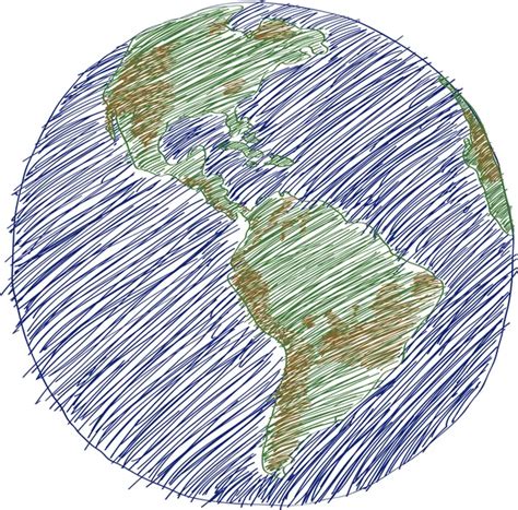 World Map Earth Globe Vector Line Sketched Up Illustrator EPS 10