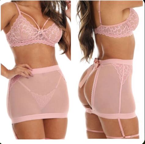 Conjunto Lingerie Rose Sensual Lingerie Feminina Nunca Usado