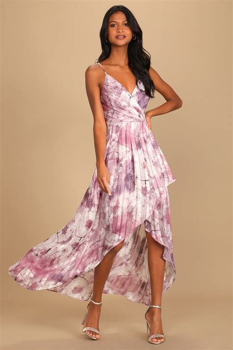 Purple Maxi Dress High Low Dress Floral Print Dress Lulus