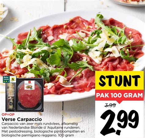 Verse Carpaccio Gram Aanbieding Bij Vomar Voordeelmarkt