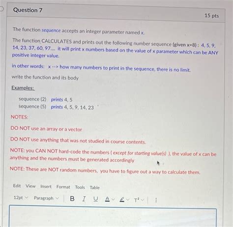 Solved Question 7 15 Pts The Function Sequence Accepts An