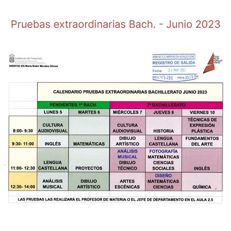 Pruebas Extraordinarias Bachillerato Ies Mar A Bel N Morales G Mez