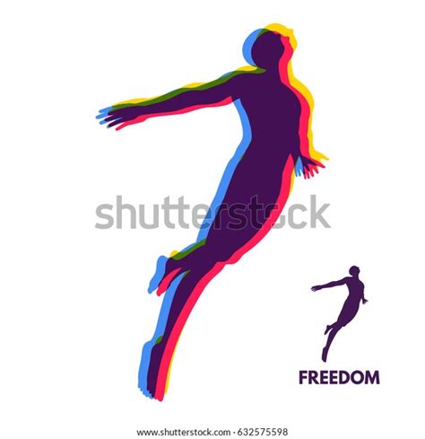 Silhouette Jumping Man Freedom Concept Vector Stock Vector Royalty