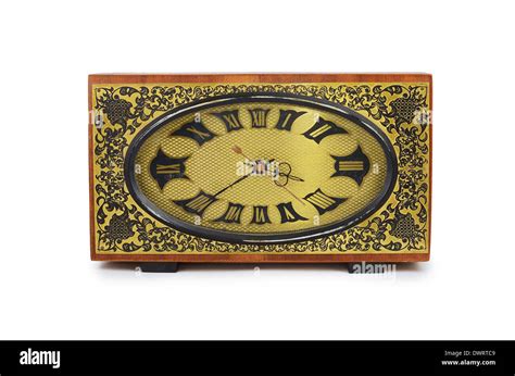 Old antiquarian clock isolated on white background Stock Photo - Alamy