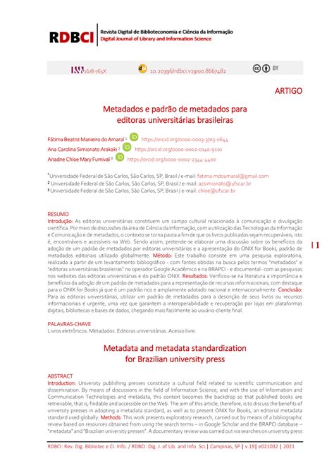 PDF Metadados e padrão de metadados para editoras universitárias