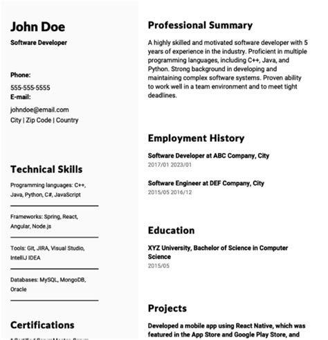 Software Developer Resume Example And Writing Guide — Cvblade