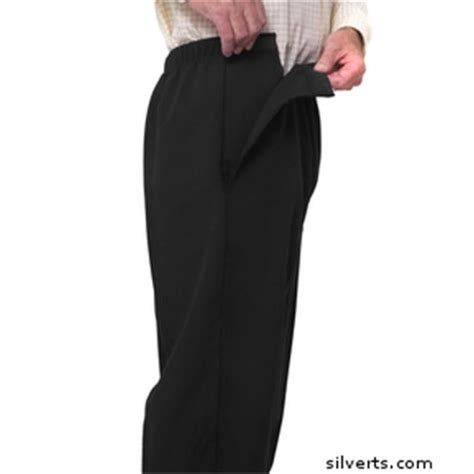 Silverts 506600203 Side Open Adaptive Pants For Men Fasteners Medium Black