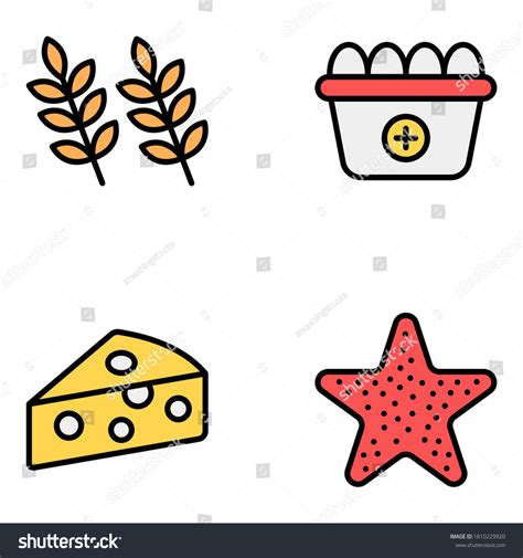 Pack Healthy Eating Flat Icons Stock Vector Royalty Free