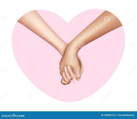 Realistic Holding Hands And Heart Vector Stock Vector Illustration Of