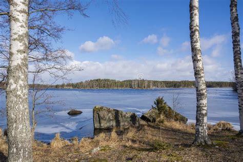 View To The Lake Saimaa From The Shore Karnakoski Fortress Area Stock