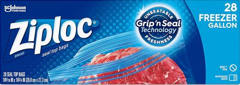 Ziploc Freezer Bags With New Grip N Seal Technology Gallon Count