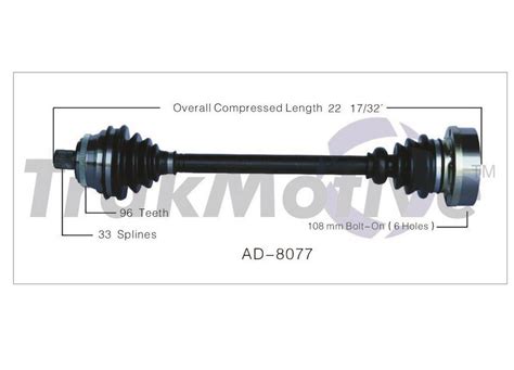 Audi CV Axle Shaft Front Passenger Side Aftermarket AD8077 Surtrack