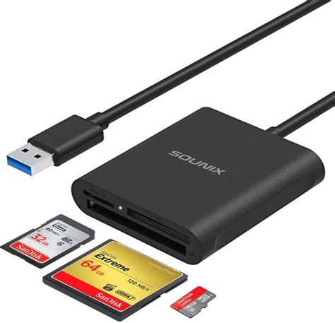 Sounix Usb Kaartlezer In Cardreader Sd Micro Sd Cf Zwart