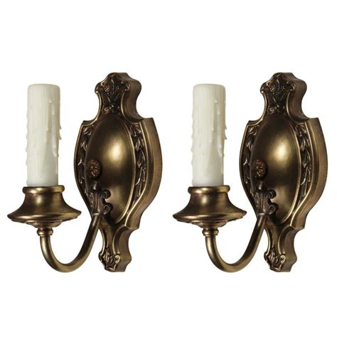 Pair Of Antique Brass Neoclassical Sconces C