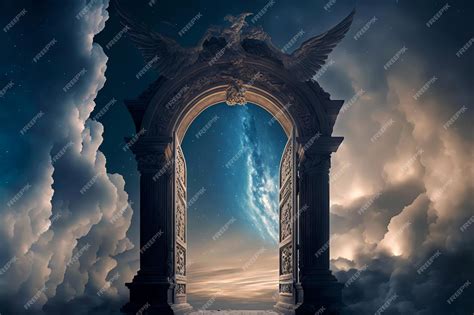 Premium Photo Heavens Gate To Heaven End Of Life Stairway To Heaven Religious Background