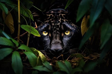 Premium Photo | Capture of powerful panther camouflaged in the shadows ...