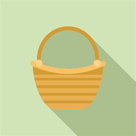 Icono de cesta de verano vector plano bolsa de paja diseño natural