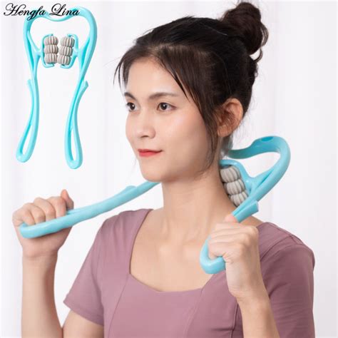 Neck Massager Therapy Neck And Shoulder Dual Trigger Point Roller Self