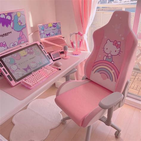 Gamer Setup Gaming Room Setup Pc Setup Hello Kitty Games Hello