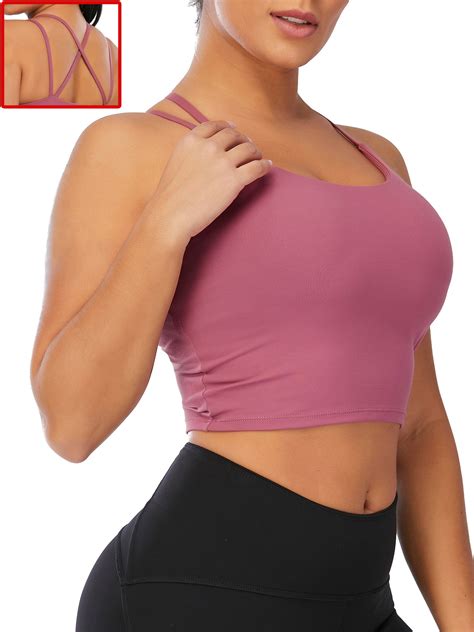 Lelinta Women Seamless Stretch Bra Padded Removable Pad Crisscross Back