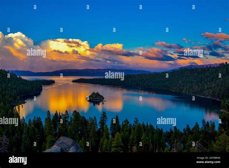 Sunset In Emerald Bay South Lake Tahoe Colorful Sunset Reflections On