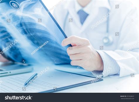 Close Male Doctor Holding X Ray Roentgen Stock Photo