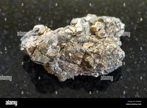 Macro Shooting Of Natural Mineral Rock Specimen Raw Pyrite Stone On