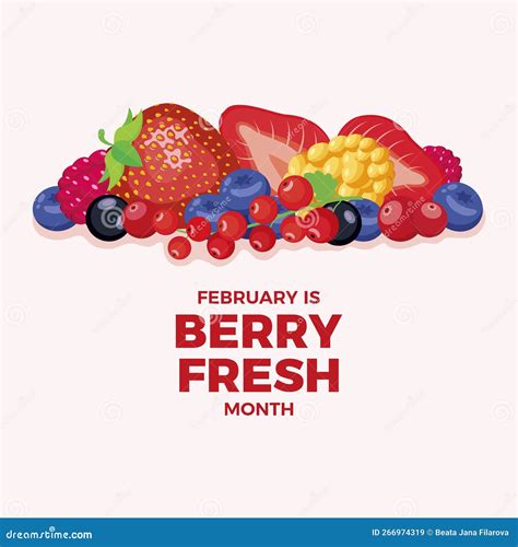 February is Berry Fresh Month Vector Stock Vector - Illustration of