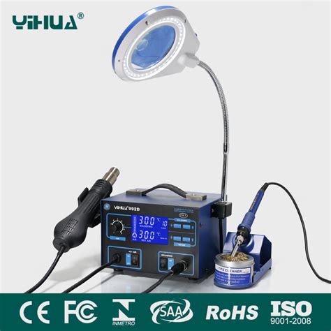 Yihua992D LCD Hot Air Solder Station With Magnifier Lamp Rework Station And Desoldering Station
