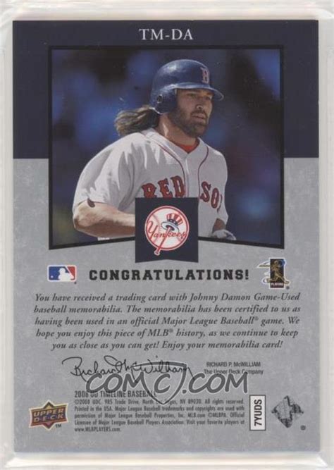 2008 Upper Deck Timeline Memorabilia Tm Da Johnny Damon Ex To Nm