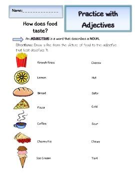 Adjectives Elementary Grammar Writing Practice Worksheets Feel Taste