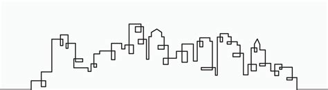 Modern City Skyline Continuous Outline Drawing On White Background