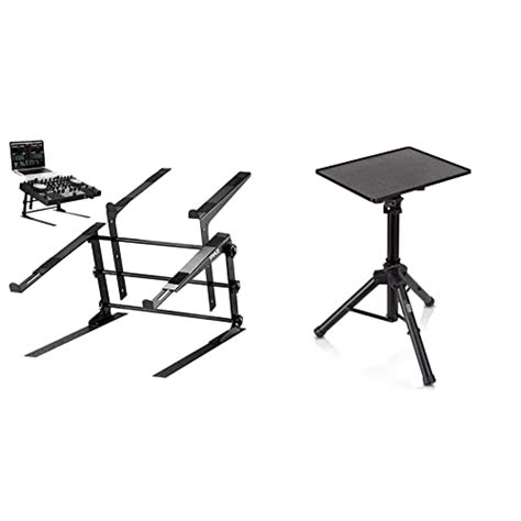 Pyle Portable Dual Laptop Stand Standing Table With Adjustable Height