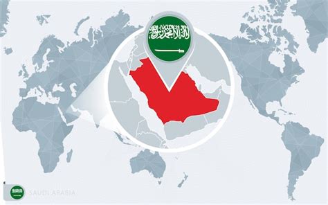 Mapa Del Mundo Centrado En El Pac Fico Con Arabia Saudita Ampliada