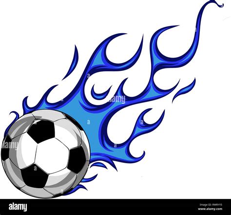 Soccer Ball With Blue Flames Vector Illustration Stock Vector Image 104