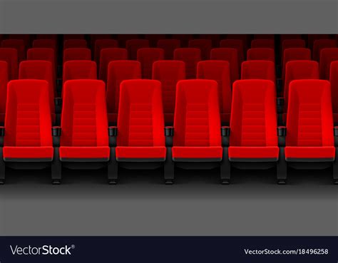 Movie theater with rows of red empty chairs Vector Image