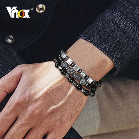 Conjunto De Pulseiras Masculinas Empilhadas Vnox Para Homens Pulseira