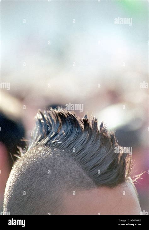 Detail Of Teenage Man With Mohican Haircut Stock Photo Alamy