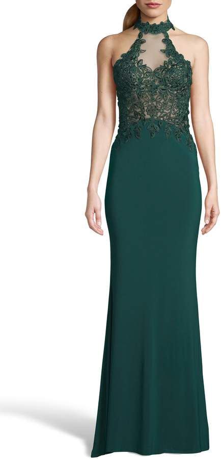 Xscape Embroidered High Neck Illusion Maxi Dress Nordstrom Maxi