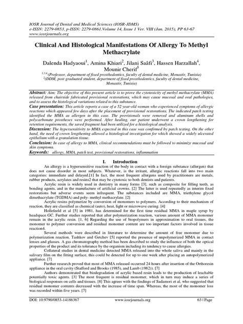 Clinical And Histological Manifestations Of Allergy To Methyl ...