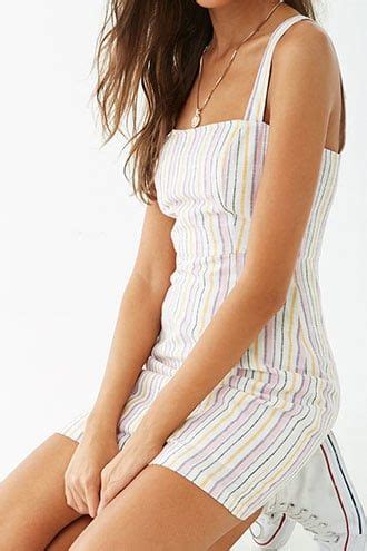 Striped Linen Blend Mini Dress Mini Cami Dress Mini Dress Striped