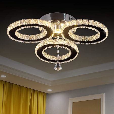 Dixun Contemporary Mini Crystal Chandelier Flush Led Crystal Ceiling