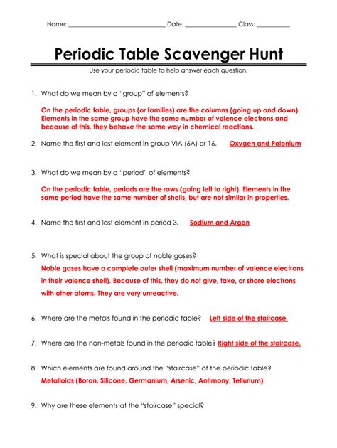 Periodic Trends Worksheets 1 Answer Key