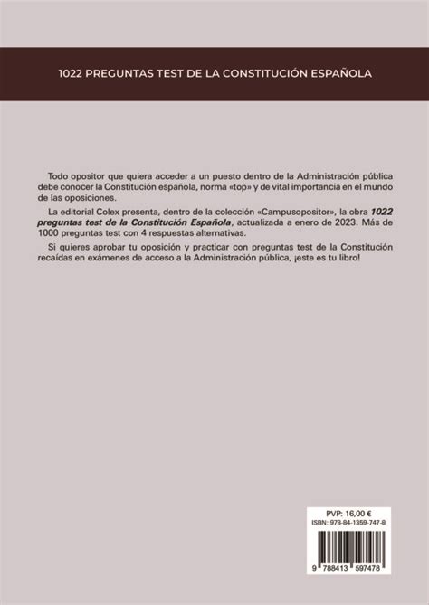 1022 Preguntas Test Constitución Española 9788413597478