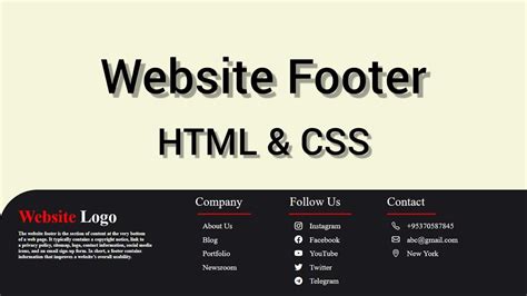 Responsive Footer Design Using Html And Css Html And Css Footer Youtube