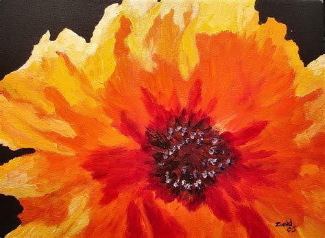 Abstract Orange Flower Painting by Mary Jo Zorad