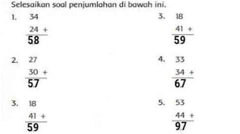 Soal And Kunci Jawaban Tema 7 Kelas 1 Hal 128 Cara Penjumlahan Susun Ke