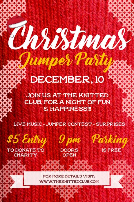 Red Christmas Jumper Party Poster Template Postermywall